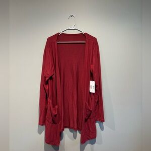 ZYIA cranberry colored cardigan NWT